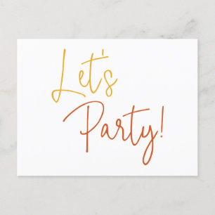 Colorful Let's Party Informal Wedding Reception Postcard