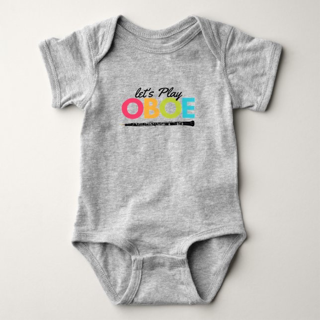 Colorful Let's Play Oboe Musician Oboist   Baby Bodysuit (Front)