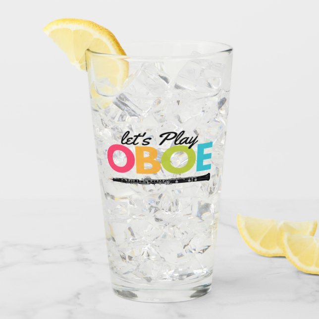 Colorful Let's Play Oboe Musician Oboist  Coffee M Glass (Front Ice)