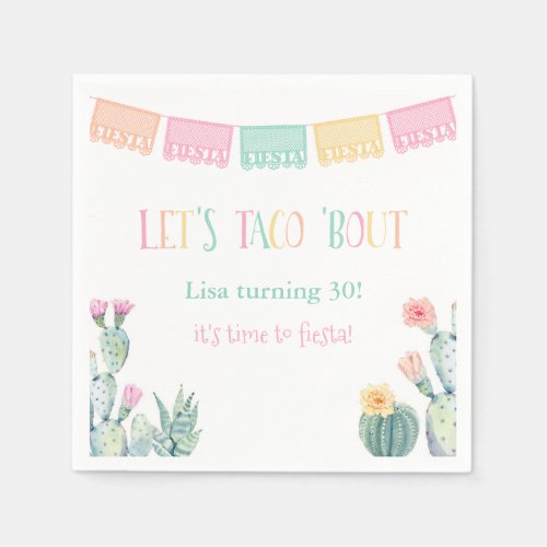 Colorful Lets Taco About A Fiesta Baby Shower Napkins