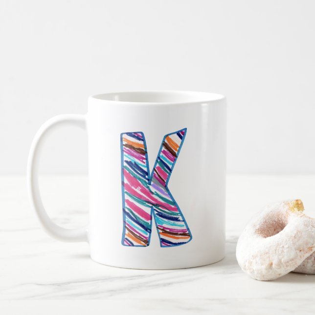 Colorful Letter K as in Kay Coffee Mug (With Donut)