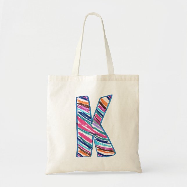 Colorful Letter K as in Kay Tote Bag (Front)