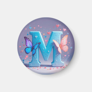Colorful Letter M with Butterflies Magnet