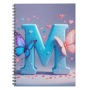 Colorful Letter M with Butterflies Notebook