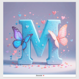 Colorful Letter M with Butterflies Sticker
