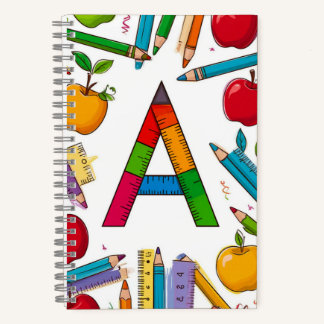 📖 Colorful Letter Monogram School Back To Class  Notebook