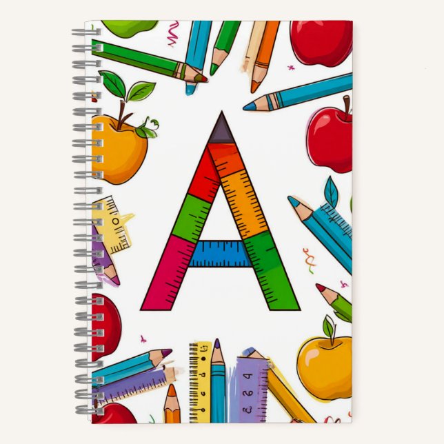 📖 Colorful Letter Monogram School Back To Class  Notebook (Front)
