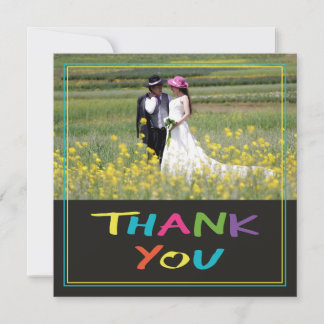 Colorful "Letter with a Heart" Wedding Photo  Thank You Card