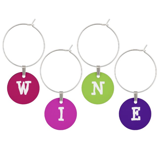 Colorful Lettered Wine Charm (Staggered)