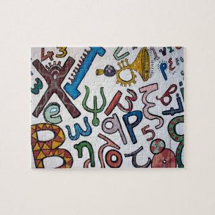 Colorful Letters and Numbers Jigsaw Puzzle