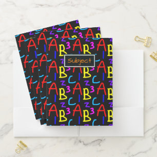 Colorful Letters and Numbers Typography Pattern Pocket Folder