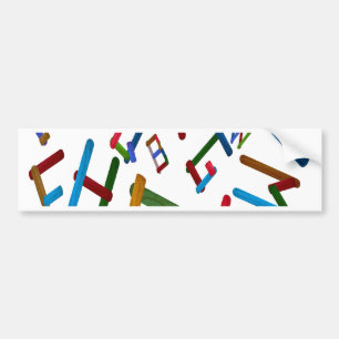 Colorful Letters from wood ice cream stick isolate Bumper Sticker