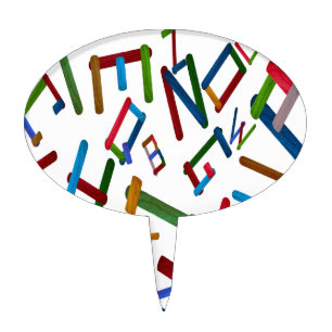 Colorful Letters from wood ice cream stick isolate Cake Topper