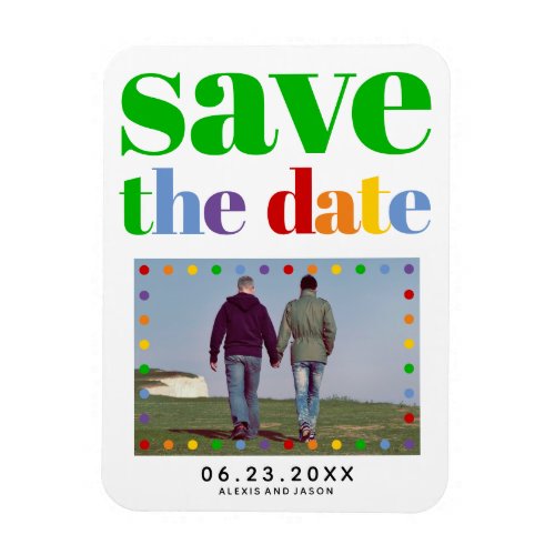 Colorful letters green Save the Date gay photo Magnet