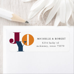 Colorful Letters Joy Holiday Return Address Label