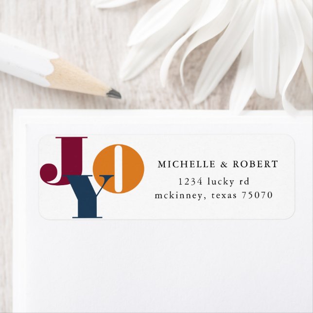 Colorful Letters Joy Holiday Return Address Label (Insitu)