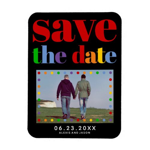 Colorful letters red black Save the Date gay photo Magnet