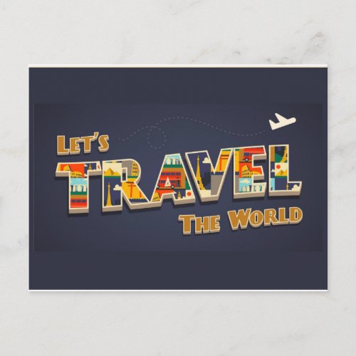 Colorful Letters Travel Postcard