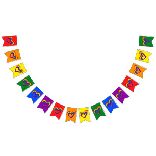 Colorful LGBT Gay Pride Love Rainbow Heart Bunting Flags