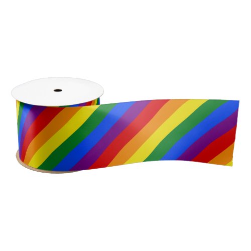 Colorful LGBT Gay Pride Rainbow Flag Colors Satin Ribbon