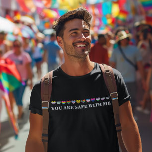 Colorful LGBT Hearts You Are Safe With Me LGBTQ T-Shirt