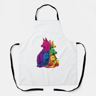 Colorful LGBT Pride German Shepherd Dog Pile  Apron