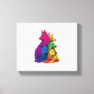 Colorful LGBT Pride German Shepherd Dog Pile Canvas Print