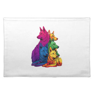 Colorful LGBT Pride German Shepherd Dog Pile Cloth Placemat