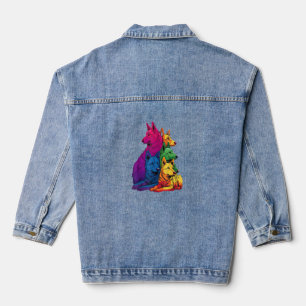Colorful LGBT Pride German Shepherd Dog Pile Denim Jacket
