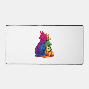 Colorful LGBT Pride German Shepherd Dog Pile Desk Mat