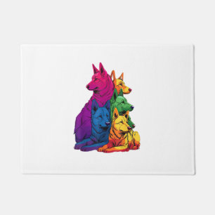 Colorful LGBT Pride German Shepherd Dog Pile  Doormat