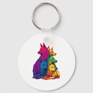 Colorful LGBT Pride German Shepherd Dog Pile  Keychain