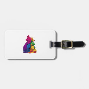 Colorful LGBT Pride German Shepherd Dog Pile Luggage Tag