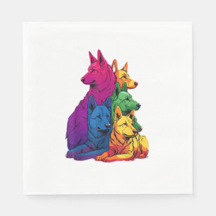 Colorful LGBT Pride German Shepherd Dog Pile Napkins