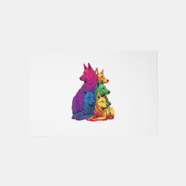 Colorful LGBT Pride German Shepherd Dog Pile  Rug (Front)