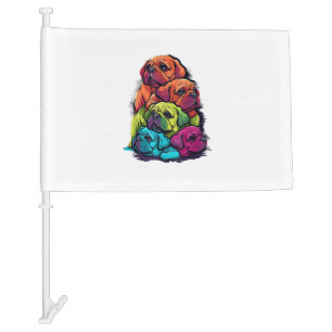 Colorful LGBT Pride Puggle Dog Pile Car Flag