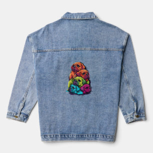 Colorful LGBT Pride Puggle Dog Pile Denim Jacket