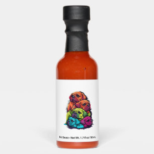 Colorful LGBT Pride Puggle Dog Pile Hot Sauces