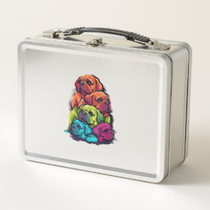 Colorful LGBT Pride Puggle Dog Pile Metal Lunch Box