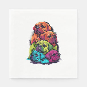 Colorful LGBT Pride Puggle Dog Pile Napkins