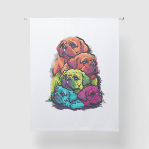 Colorful LGBT Pride Puggle Dog Pile Sheer Curtains