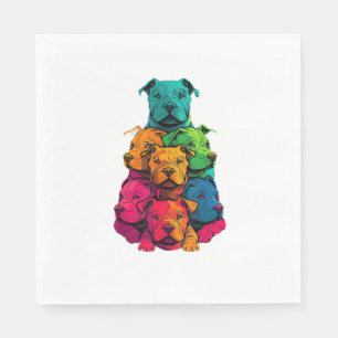 Colorful LGBT Pride Staffordshire Bull Terrier Dog Napkins