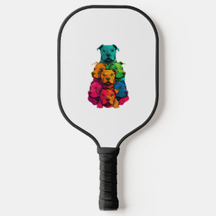 Colorful LGBT Pride Staffordshire Bull Terrier Dog Pickleball Paddle