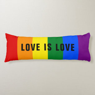 Colorful LGBT Rainbow Gay Pride Flag Custom Text Body Pillow