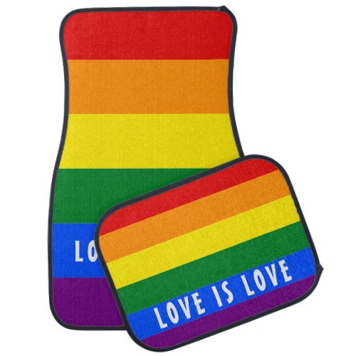 Colorful LGBT Rainbow Gay Pride Flag Custom Text Car Floor Mat