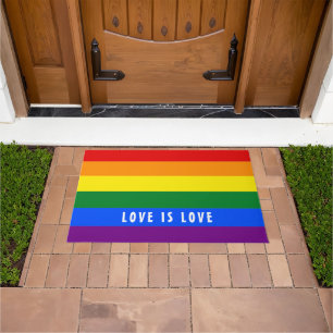 Colorful LGBT Rainbow Gay Pride Flag Custom Text Doormat