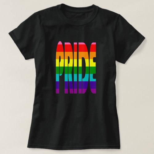 Colorful LGBT Rainbow Text LGBTQ Gay Pride Support T_Shirt
