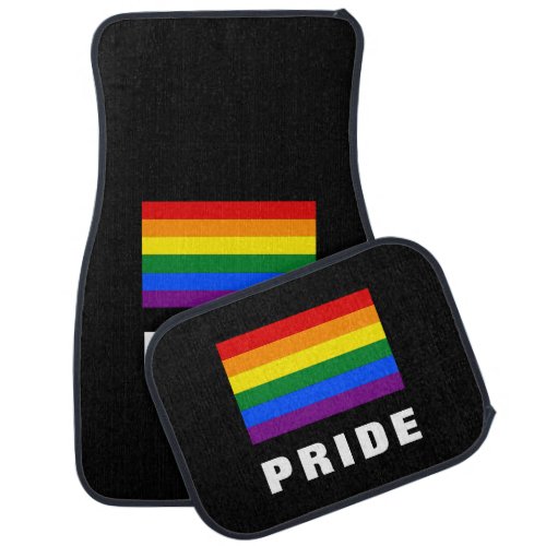 Colorful LGBTQ Rainbow Gay Pride Flag Custom Text Car Floor Mat
