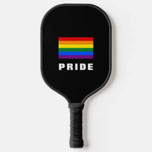 Colorful LGBTQ Rainbow Gay Pride Flag Custom Text Pickleball Paddle