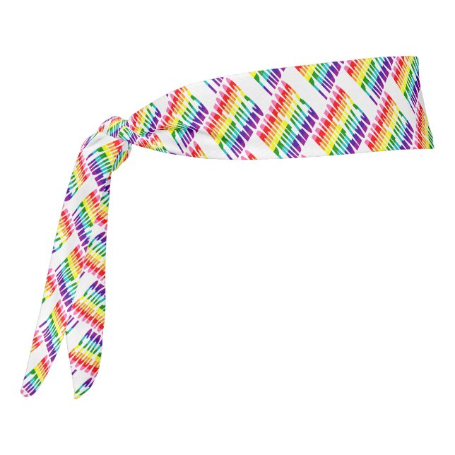 Colorful LGBTQ Rainbow Text Pattern Pride 2023 Tie Headband (Rotate 270)